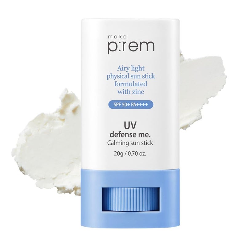MAKEPREM make prem UV defense me Calming sun stick SPF 50  nonnano zinc oxide physical sunscreen for face  UVAUVB protection  No oxybenzone  octinoxate  20g 070 floz  makeprem